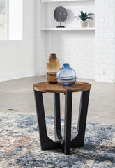 Tampa Furniture Outlet Lutz - Ashley Furniture - Hanneforth End Table - Round End Table / Brown/Black - T726-6
